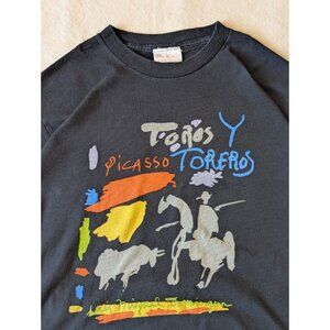 Picasso Vintage 1998 Toros Y Toreros Black Boxy Single Stitch Art Tee Large USA